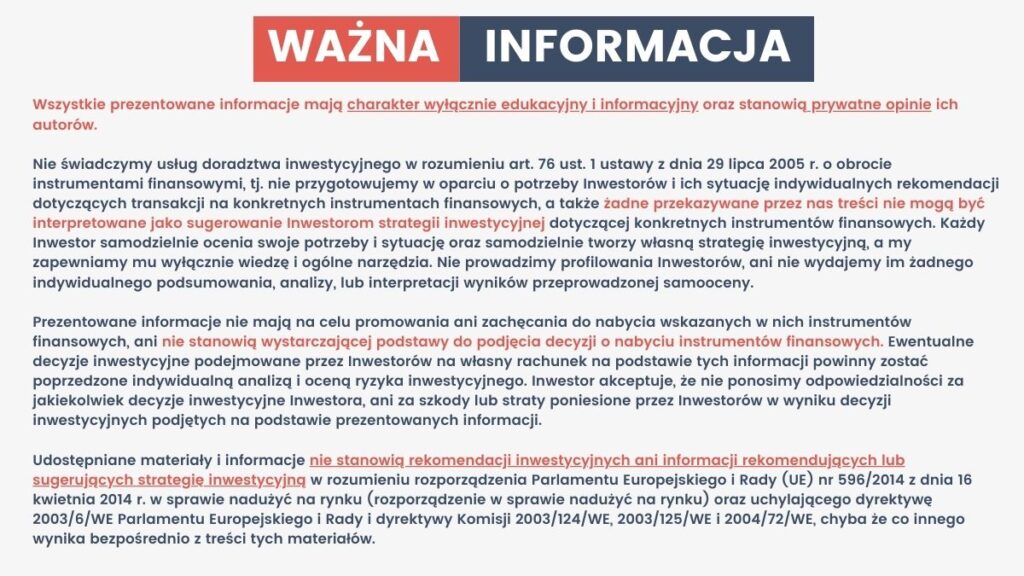 Wszystkie prezentowane informacje mają charakter wyłącznie edukacyjny i informacyjny oraz stanowią prywatne opinie ich autorów. Wszystkie prezentowane informacje mają charakter wyłącznie edukacyjny i informacyjny oraz stanowią prywatne opinie ich autorów.
