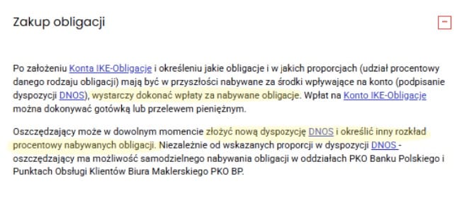 Zakup obligacji przez dyspozycję DNOS