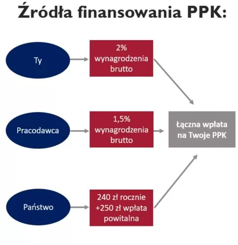 Źródła finansowania PPK - graf