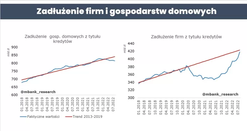 Czy w Polsce będzie recesja? Zadłużenie firm i gospodarstw domowych.