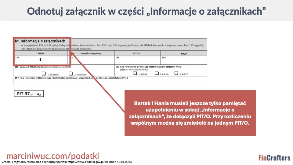 Wykazanie PIT/O w załącznikach do PIT-37