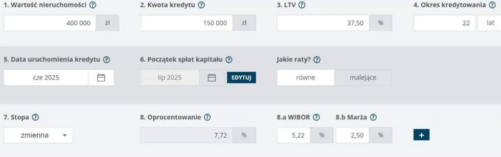 Wpisz parametry kredytu do kalkulatora z KursuHipotecznego.pl Wpisz parametry kredytu do kalkulatora z KursuHipotecznego.pl