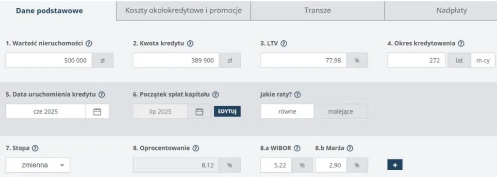 Wpisz parametry kredytu do kalkulatora z KursuHipotecznego.pl Wpisz parametry kredytu do kalkulatora z KursuHipotecznego.pl