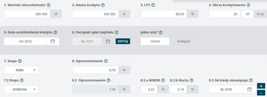 Wpisz parametry kredytu do kalkulatora z KursuHipotecznego.pl Wpisz parametry kredytu do kalkulatora z KursuHipotecznego.pl