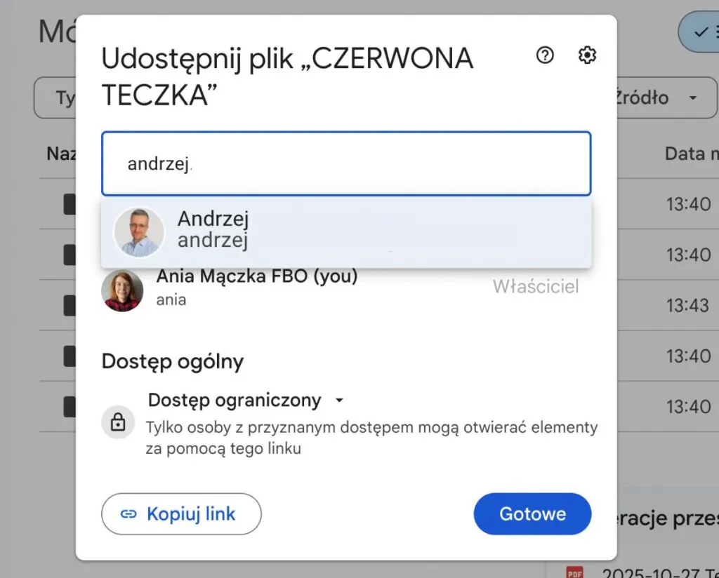 Wybór osoby upoważnionej Wybór osoby upoważnionej