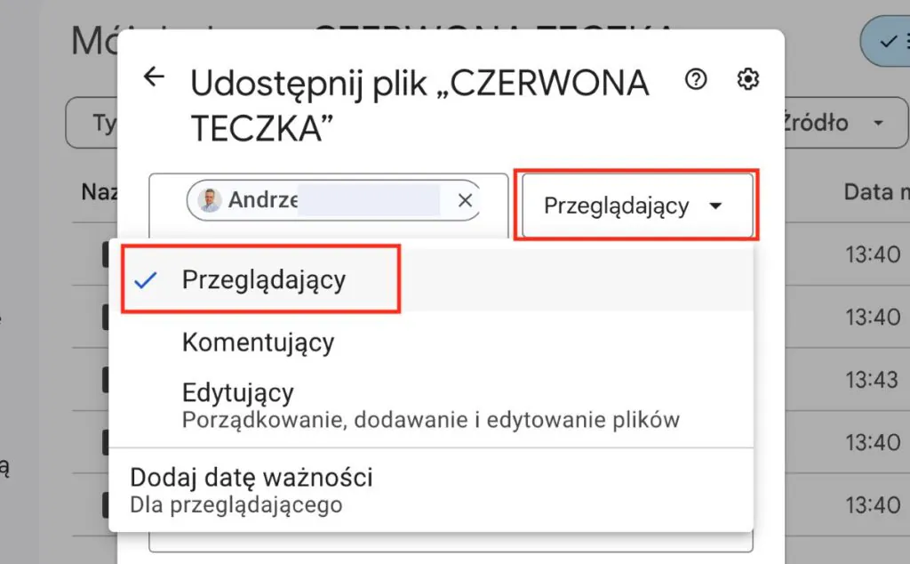 Wybór dostępów dla osoby upoważnionej Wybór dostępów dla osoby upoważnionej