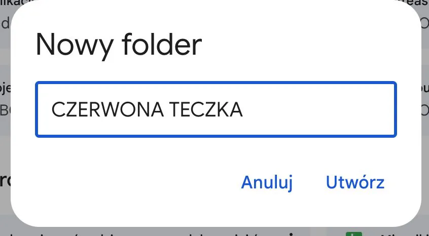 Nazywanie folderu Czerwonej teczki w Google Drive Nazywanie folderu Czerwonej teczki w Google Drive