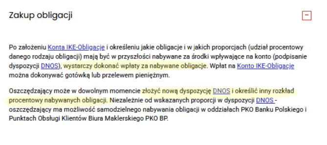 Zakup obligacji przez dyspozycję DNOS