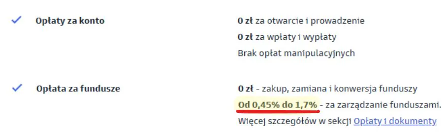 Fragmenty dotyczące opłat za zarządzanie TFI w inPZU