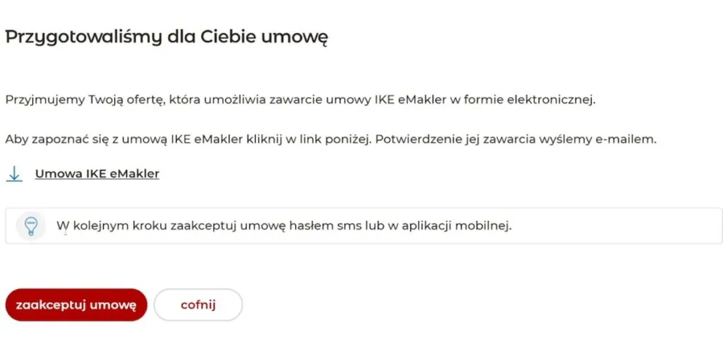 Akceptacja umowy od mBank Akceptacja umowy od mBank