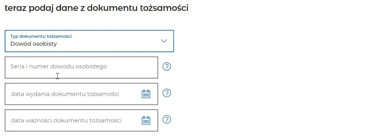 Dane z dokumentu tożsamości przy zakładaniu konta mBank Dane z dokumentu tożsamości przy zakładaniu konta mBank