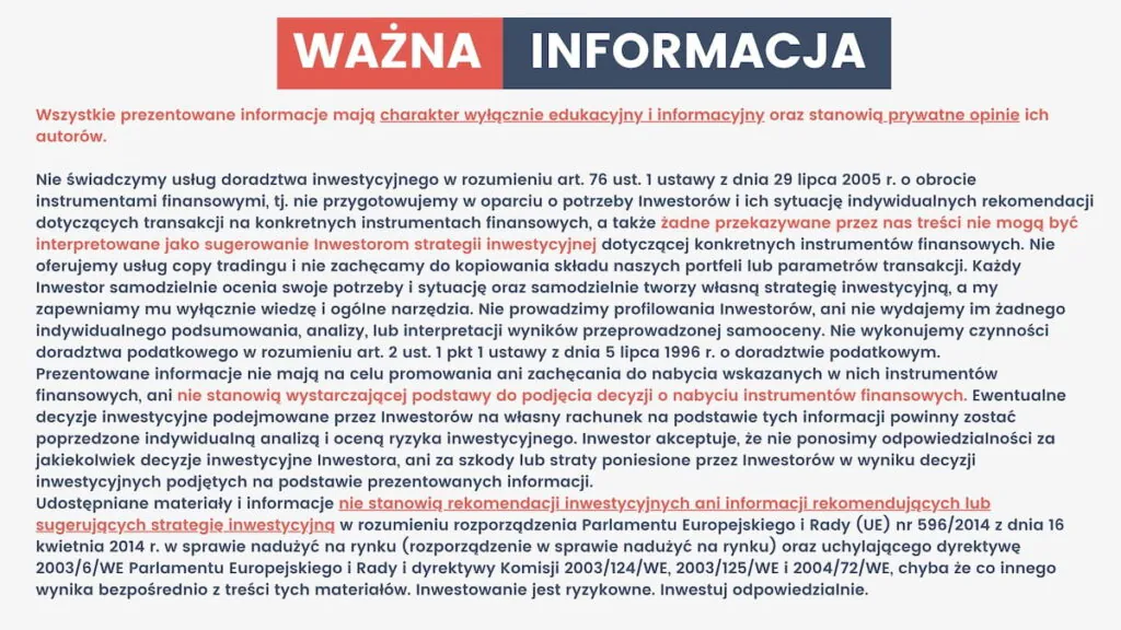 Disclaimer inwestycyjny