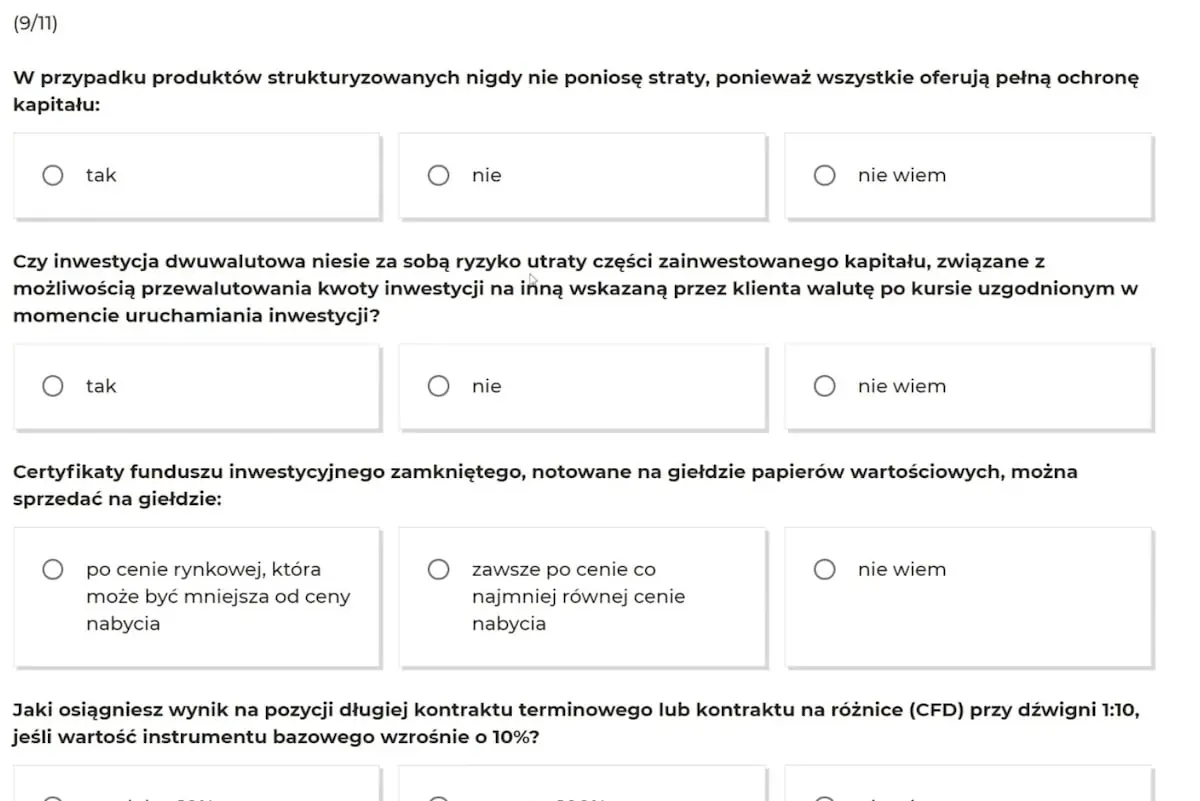 Mini quizz z wiedzy inwestycyjnej 3 Mini quizz z wiedzy inwestycyjnej 3