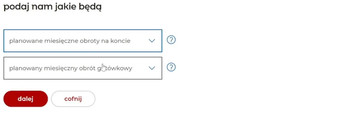 Planowane miesięczne obroty na koncie mBank Planowane miesięczne obroty na koncie mBank