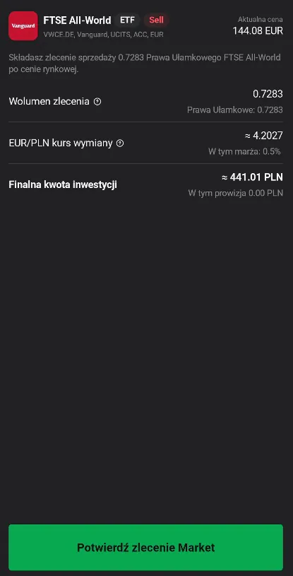 Potwierdź zlecenie market