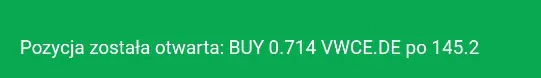 Pozycja została otwarta XTB