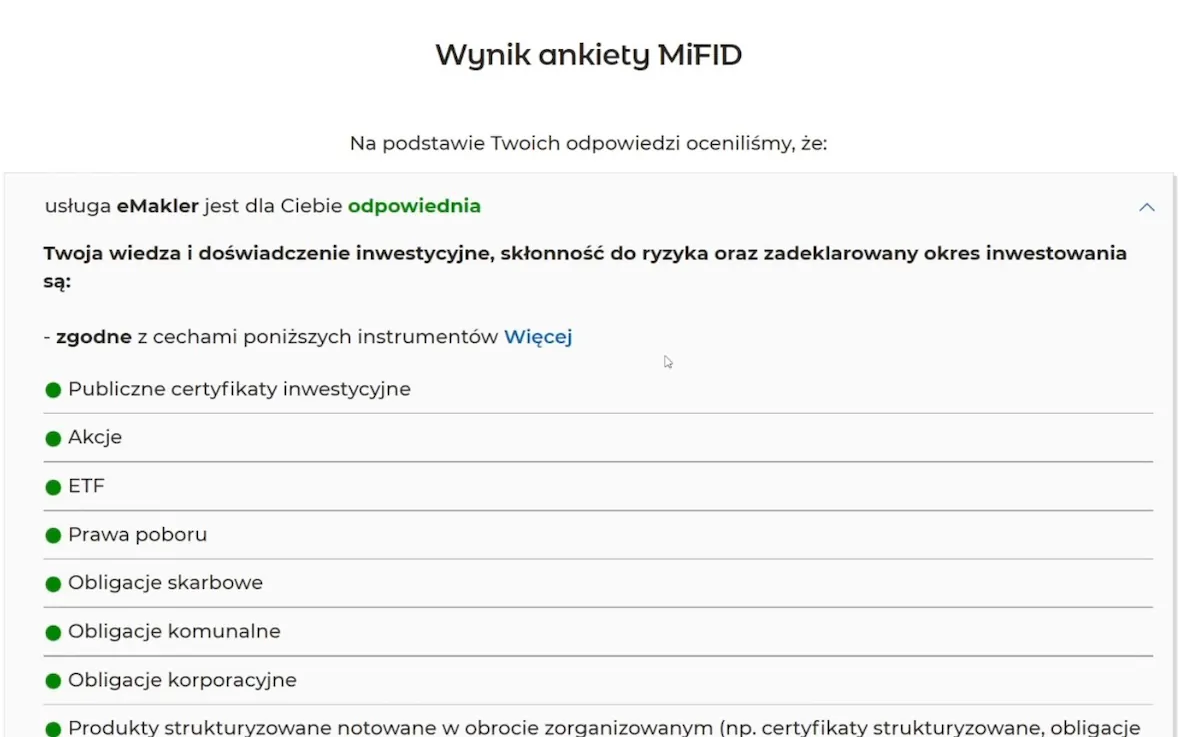 Pozytywny wynik ankiety MiFID Pozytywny wynik ankiety MiFID