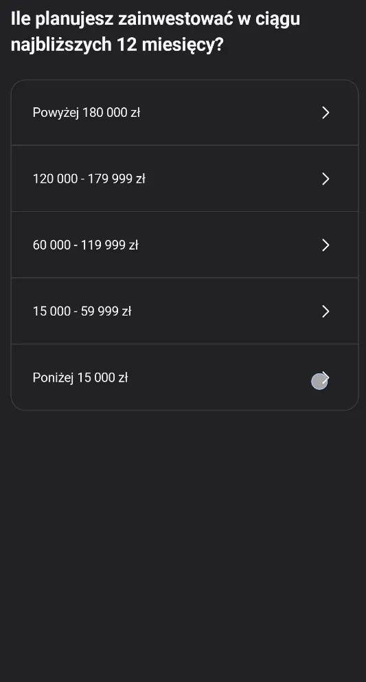 Ile planujesz zainwestować w ciągu najbliższych 12 miesięcy ?