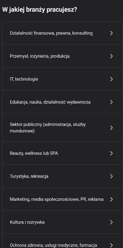 W jakiej branży pracujesz ?