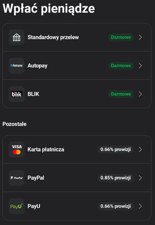 Wpłać pieniądze na XTB