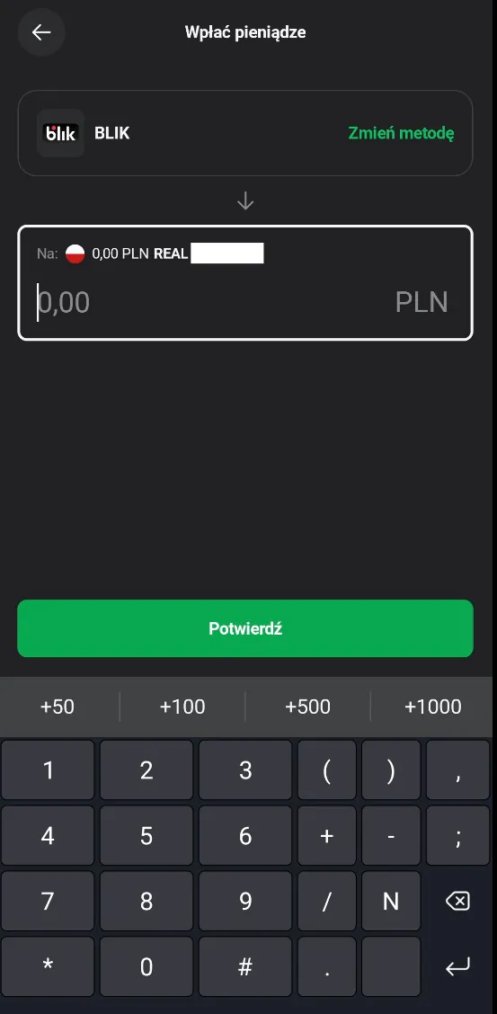 Wpłać pieniądze