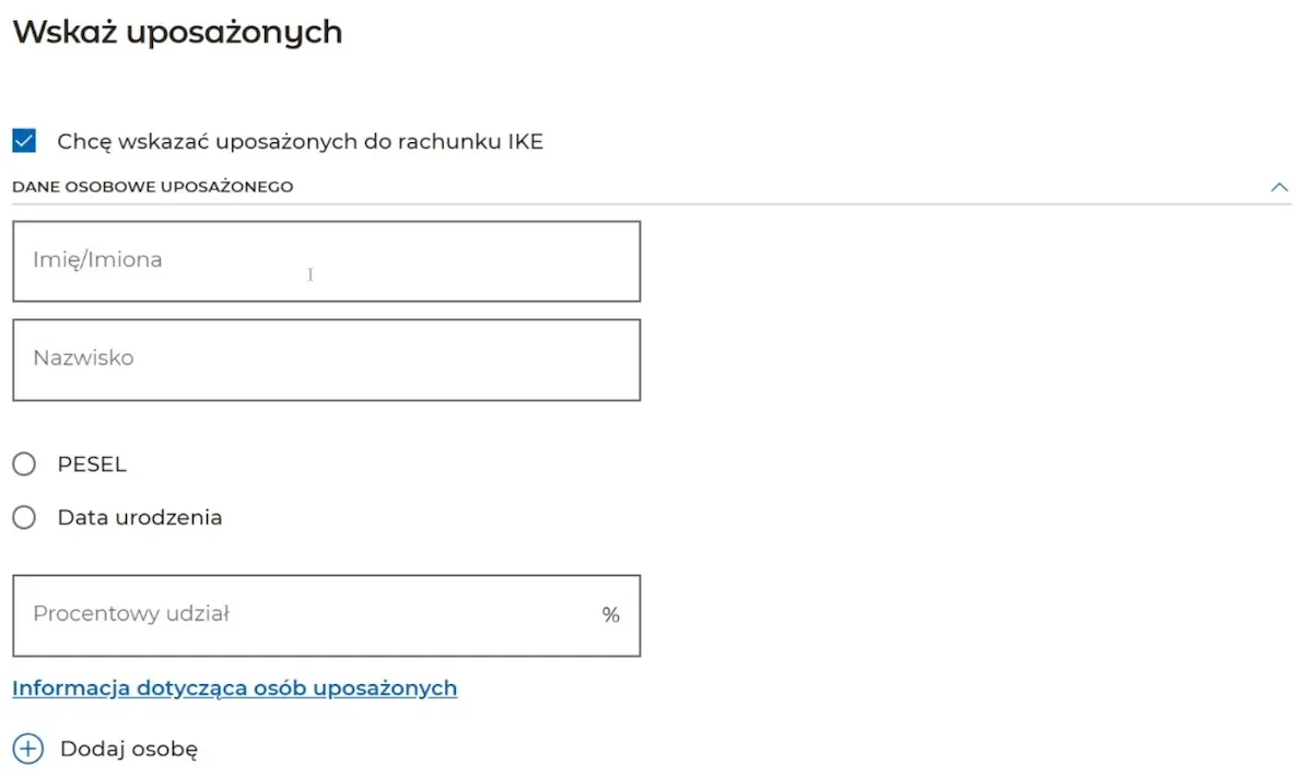 Wskazanie uposażonych Wskazanie uposażonych