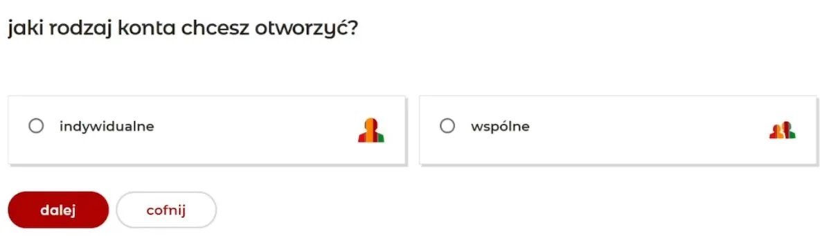 Wybór rodzaju konta mBank Wybór rodzaju konta mBank