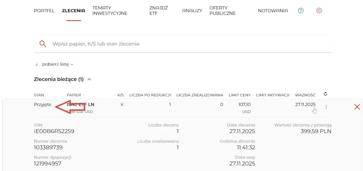 Zlecenia przyjęte Zlecenia przyjęte