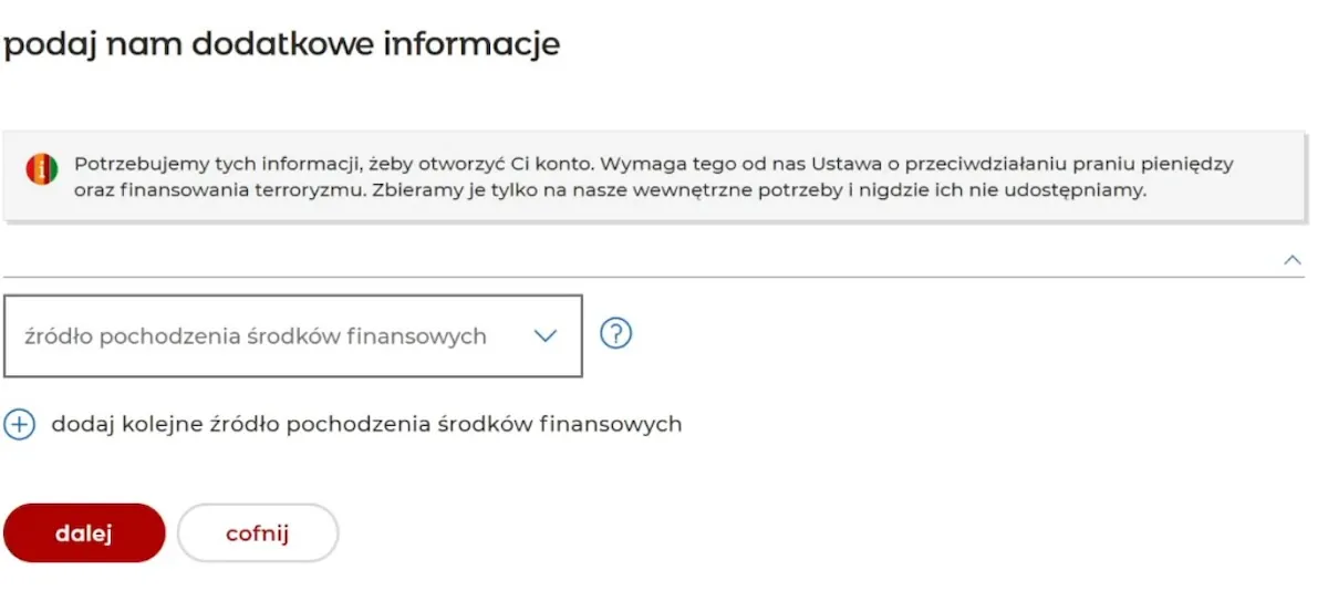 Źródło pochodzenia środków finansowych klienta Źródło pochodzenia środków finansowych klienta