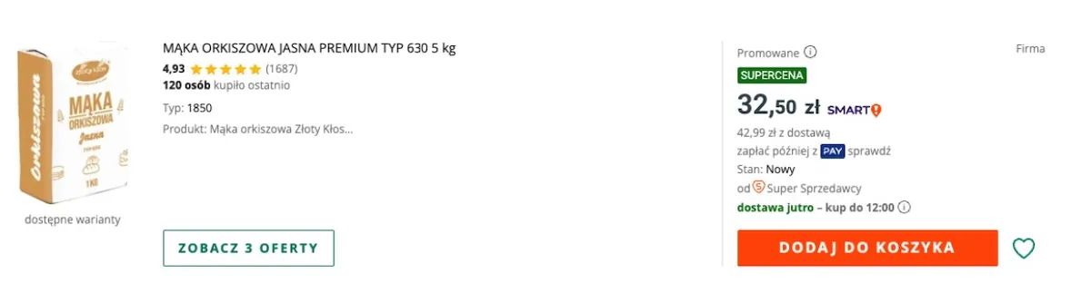 Cena mąki na Allegro