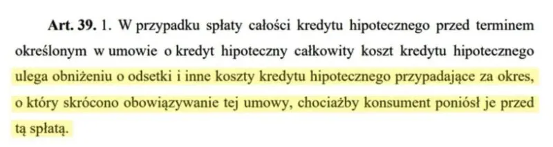 Art.39 - obniżenie kosztów kredytu hipotecznego o odsetki 