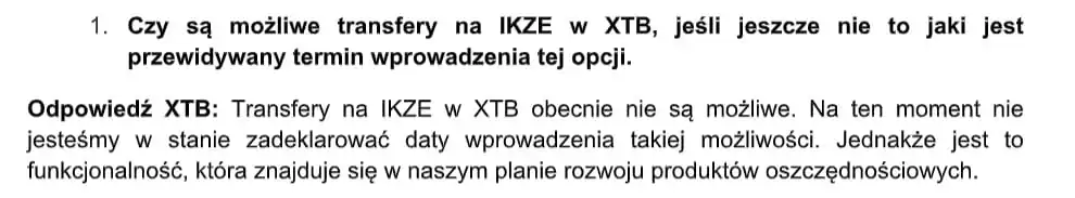 Czy są możliwe transfery na IKZE w XTB