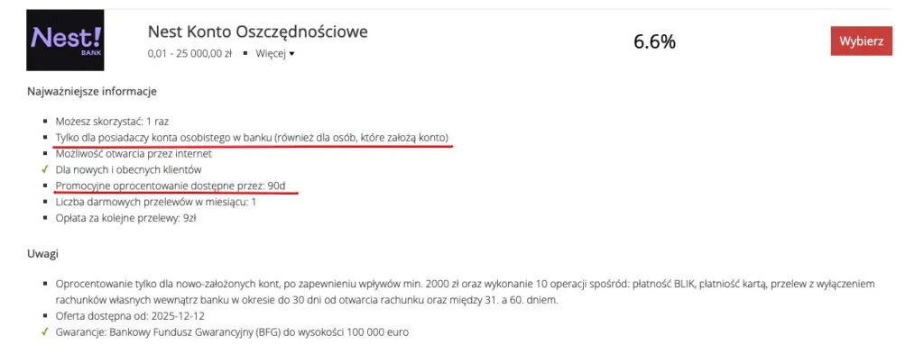 Nest - konto oszczędnościowe