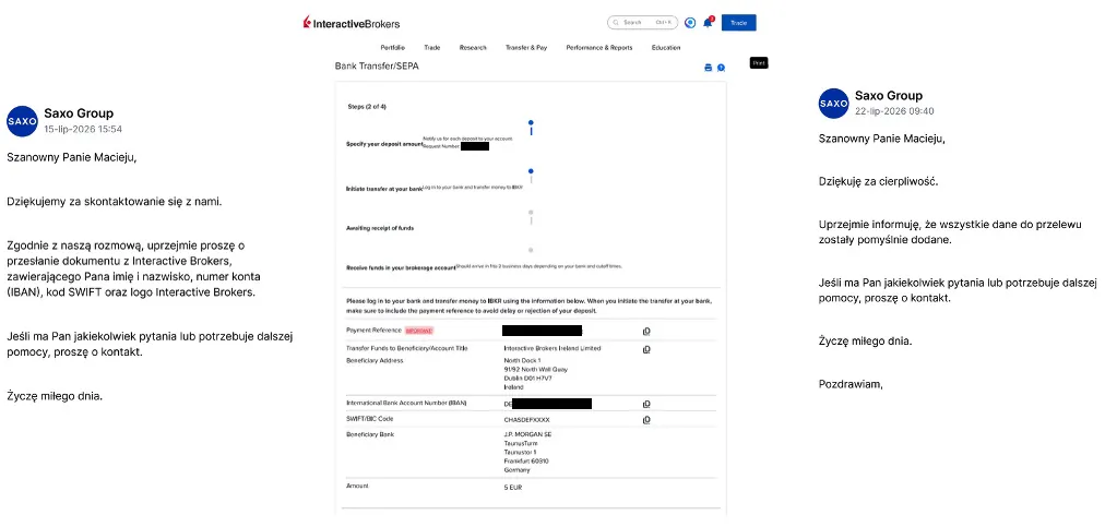 Dodatkowe informacje SAXO Group o obsłudze konta zagranicznego