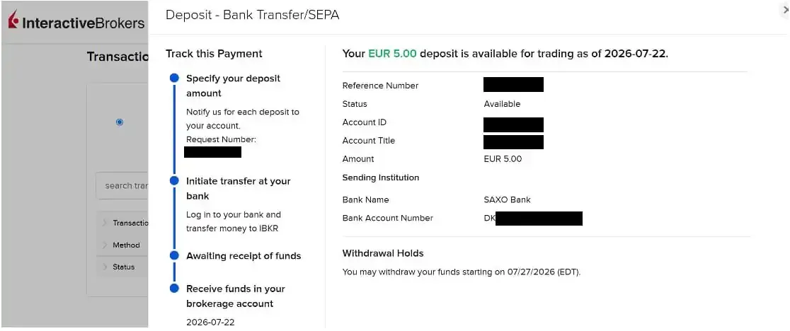 Śledzenie statusu płatności w panelu Interactive Brokers