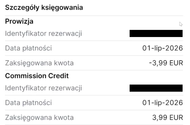 Księgowanie prowizji i automatycznego zwrotu kosztów transakcyjnych