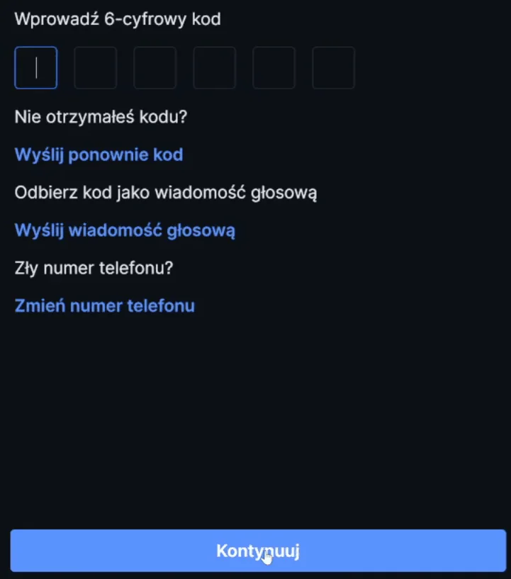 Weryfikacja numeru telefonu kodem SMS przy rejestracji w SAXO Bank
